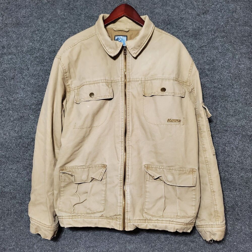 Vintage Kirra Jacket Mens XL Tan Canvas Chore Coat 90s Skate Surf Trucker Grunge